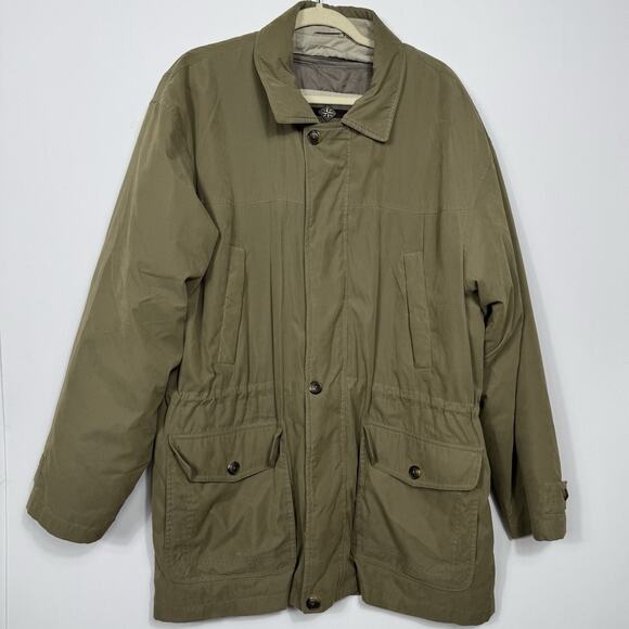 Members Only Olive Green Field Jacket Coat L Quilted Zip Out Liner Pockets - Picture 2 of 9